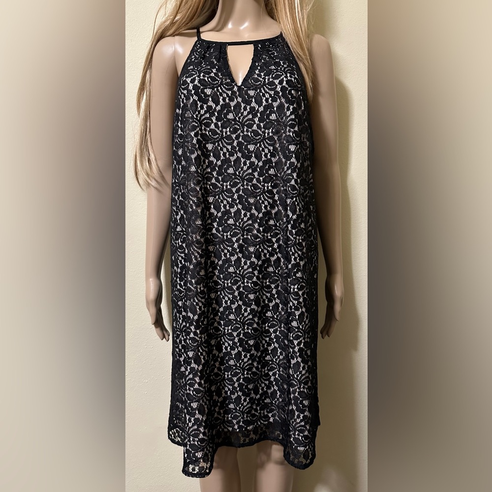 Candie’s Halter Swing Dress Plus Size XXL Mineral Black Blush Under NWT